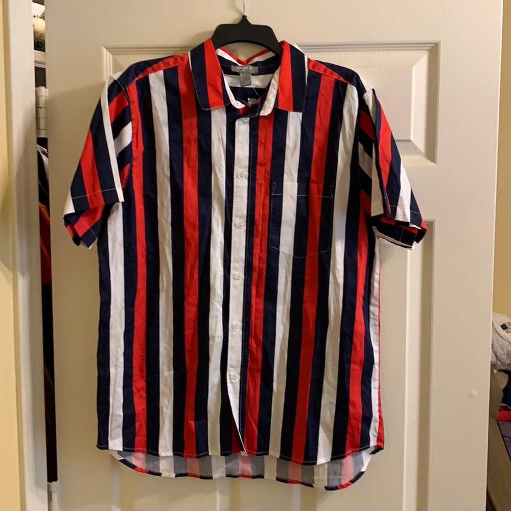 Red, Navy, & White, Short sleeve button down